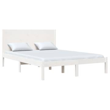 White Solid Pine Bed Frame 140x200 cm - Hipomarket