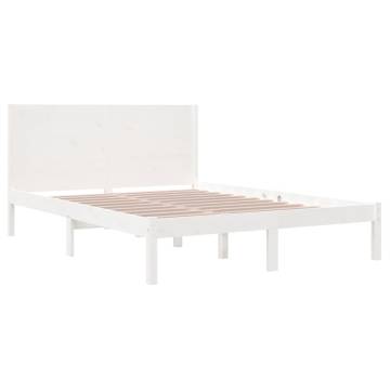 White Solid Pine Bed Frame 140x200 cm - Hipomarket