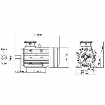 3 Phase Electric Motor 2.2kW/3HP Aluminium - High Performance