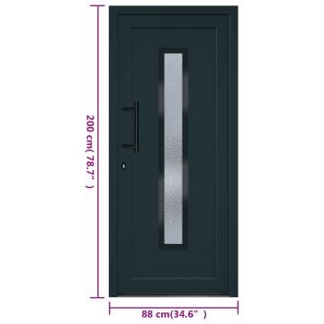 Front Door Anthracite 88x200 cm PVC - Secure & Stylish