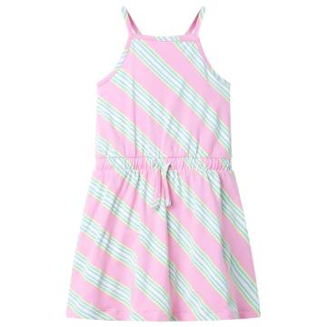 Stylish Sleeveless Kids' Dress with Drawstring - Pink 92