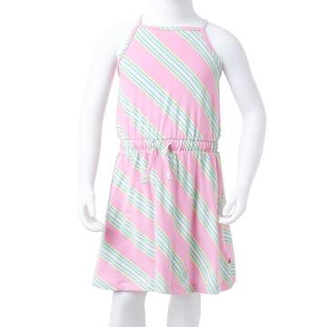 Stylish Sleeveless Kids' Dress with Drawstring - Pink 92