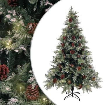 Pre-lit Christmas Tree with Pine Cones - 120 cm Green & White