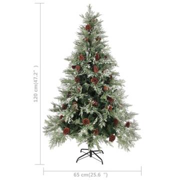 Pre-lit Christmas Tree with Pine Cones - 120 cm Green & White