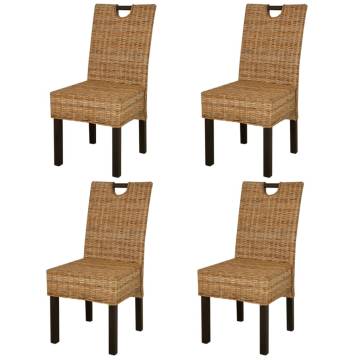 Dining Chair Set - 4 Pcs Kubu Rattan & Mango Wood