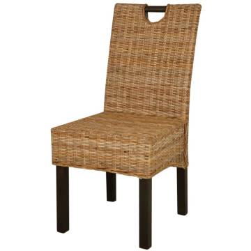 Dining Chair Set - 4 Pcs Kubu Rattan & Mango Wood