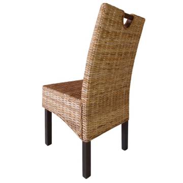 Dining Chair Set - 4 Pcs Kubu Rattan & Mango Wood