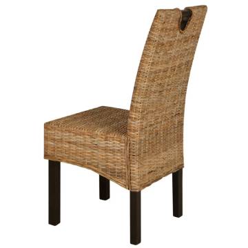 Dining Chair Set - 4 Pcs Kubu Rattan & Mango Wood