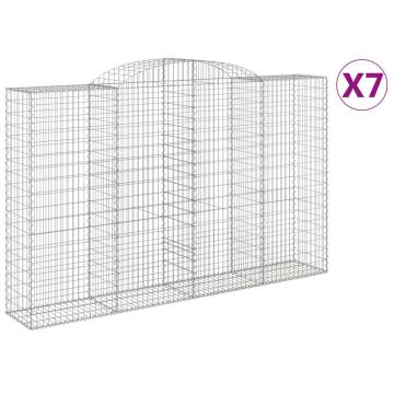 Arched Gabion Baskets 7 pcs | Galvanised Iron Garden Barriers