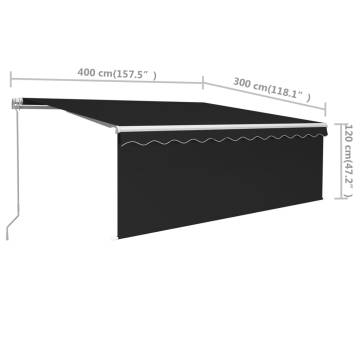 Manual Retractable Awning 4x3m Anthracite - Outdoor Shade