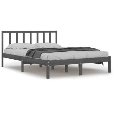 Grey Solid Wood Pine Bed Frame 160x200 cm | Hipomarket UK