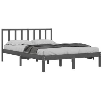 Grey Solid Wood Pine Bed Frame 160x200 cm | Hipomarket UK