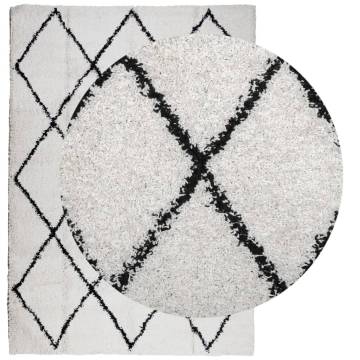 Shaggy Rug High Pile Modern Cream & Black 160x230 cm | Hipomarket