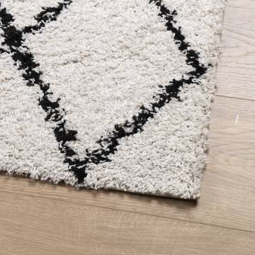 Shaggy Rug High Pile Modern Cream & Black 160x230 cm | Hipomarket