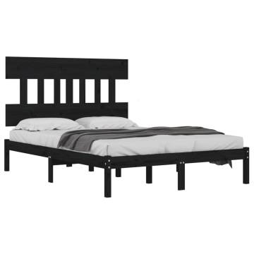 Black Solid Wood Bed Frame 180x200 cm - Super King Size