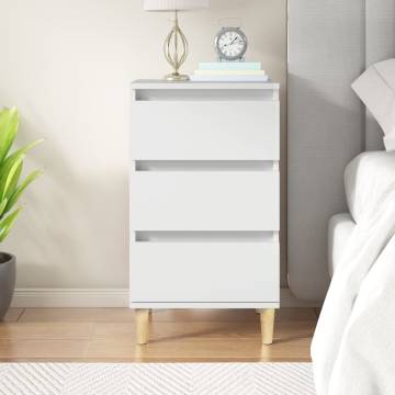 Stylish White Bedside Cabinet | Engineered Wood 40x35x70 cm