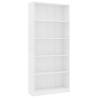 5-Tier Book Cabinet White - Engineered Wood Stylish Storage