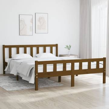 Honey Brown Solid Wood Bed Frame 140x200 cm - Stylish & Sturdy