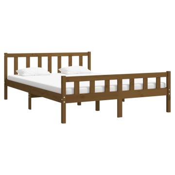 Honey Brown Solid Wood Bed Frame 140x200 cm - Stylish & Sturdy