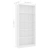 5-Tier Book Cabinet White - Engineered Wood Stylish Storage