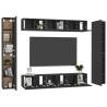 10 Piece TV Cabinet Set - Modern Black Wood Design