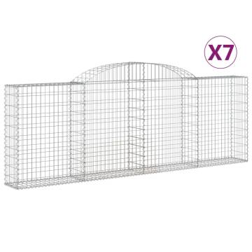 Arched Gabion Baskets 7 pcs - Galvanised Iron Garden Barriers