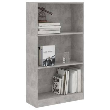 3-Tier Book Cabinet in Concrete Grey - Stylish & Practical