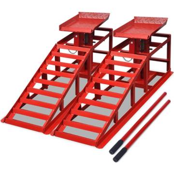 Car Repair Ramps 2 pcs Red Steel | Heavy-Duty & Durable