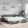 Daybed with Trundle and Drawers Dark Grey 90x190 cm Fabric Colour dark grey Model with trundle & drawer 