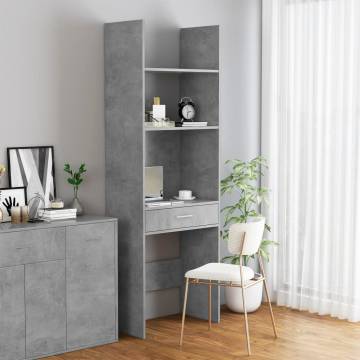 Concrete Grey Book Cabinet - Modern Engineered Wood Storage