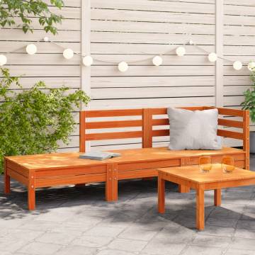 Garden Sofa 3-Seater Wax Brown Solid Wood Pine | HipoMarket