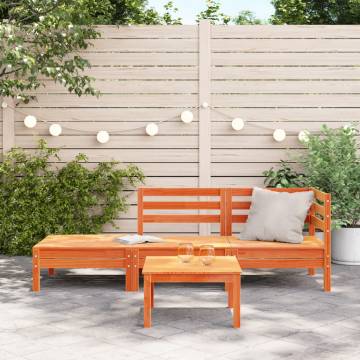 Garden Sofa 3-Seater Wax Brown Solid Wood Pine | HipoMarket