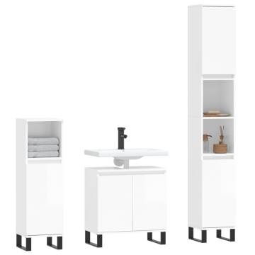 3 Piece High Gloss White Bathroom Furniture Set | HipoMarket