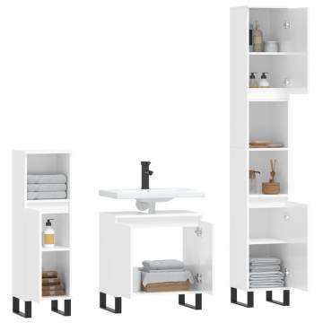 3 Piece High Gloss White Bathroom Furniture Set | HipoMarket