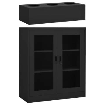 Office Cabinet with Planter Box - Anthracite Steel 90x40x128 cm