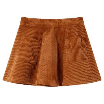 Kids' Corduroy Skirt with Pockets - Cognac, Size 140