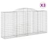 Arched Gabion Baskets - 3 pcs | Galvanised Iron | Hipomarket