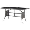 Stylish Grey Garden Table - 140x80 cm Poly Rattan