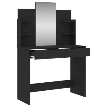 Elegant Black Dressing Table with Mirror - 96x39x142 cm