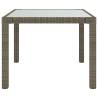 Stylish Garden Table 90x90cm - Grey Poly Rattan & Glass