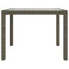 Stylish Garden Table 90x90cm - Grey Poly Rattan & Glass