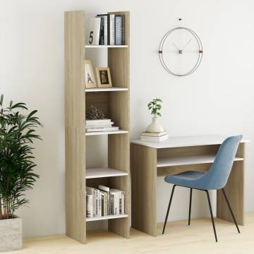 White & Sonoma Oak Book Cabinet - Stylish Storage Solution