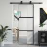 Sliding Door Black 76x205 cm Tempered Glass and Aluminium Colour black & transparent & matt Size 76 x 205 cm Quantity in Package 1 Pattern 2 horizontal bars 