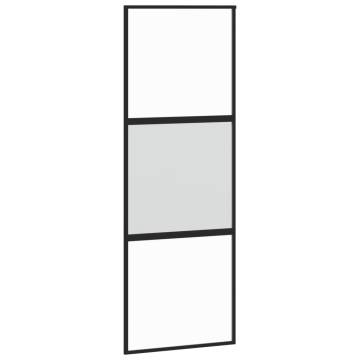 Sliding Door Black 76x205 cm - Tempered Glass & Aluminium