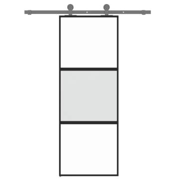 Sliding Door Black 76x205 cm - Tempered Glass & Aluminium