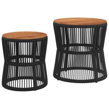 Elegant Garden Side Tables Set - 2 pcs Black Poly Rattan