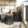 Elegant Garden Side Tables Set - 2 pcs Black Poly Rattan