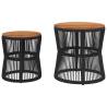 Elegant Garden Side Tables Set - 2 pcs Black Poly Rattan