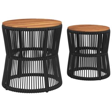 Elegant Garden Side Tables Set - 2 pcs Black Poly Rattan