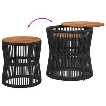 Elegant Garden Side Tables Set - 2 pcs Black Poly Rattan